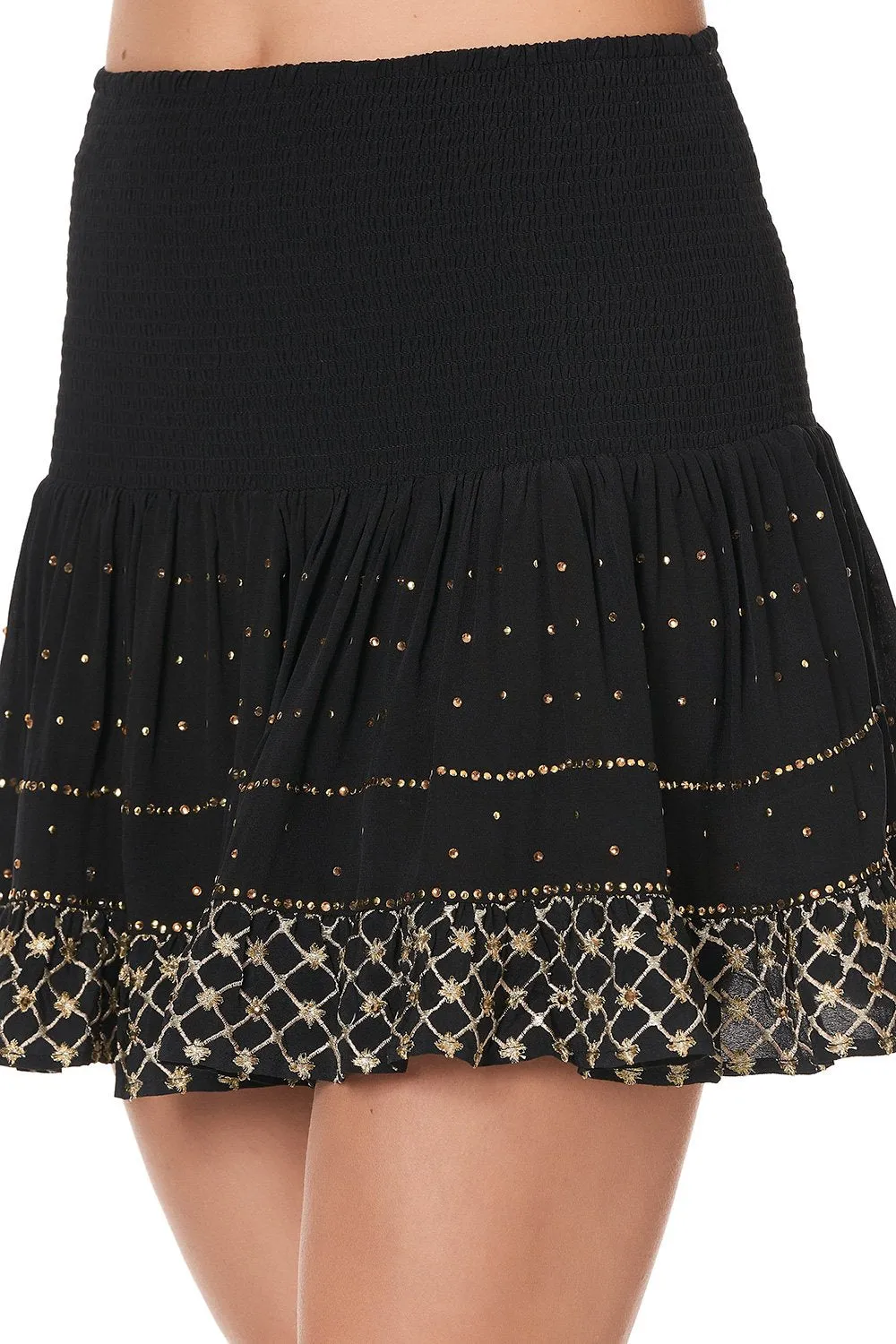 SHORT SHIRRED SKIRT THE JEWELLED ARROW