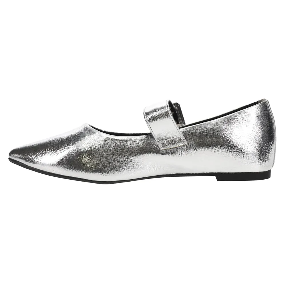 Spinning Around Metallic Mary Jane Flats