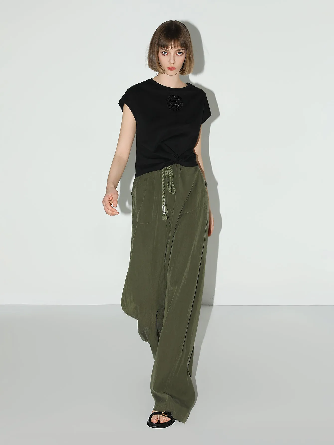 Straight Leg Drawstring  Casual Lounge Pants