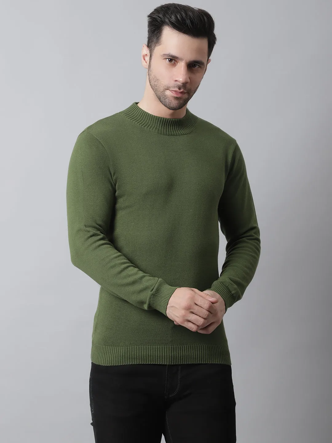 Style Quotient Men Olive Green Sweatshirt