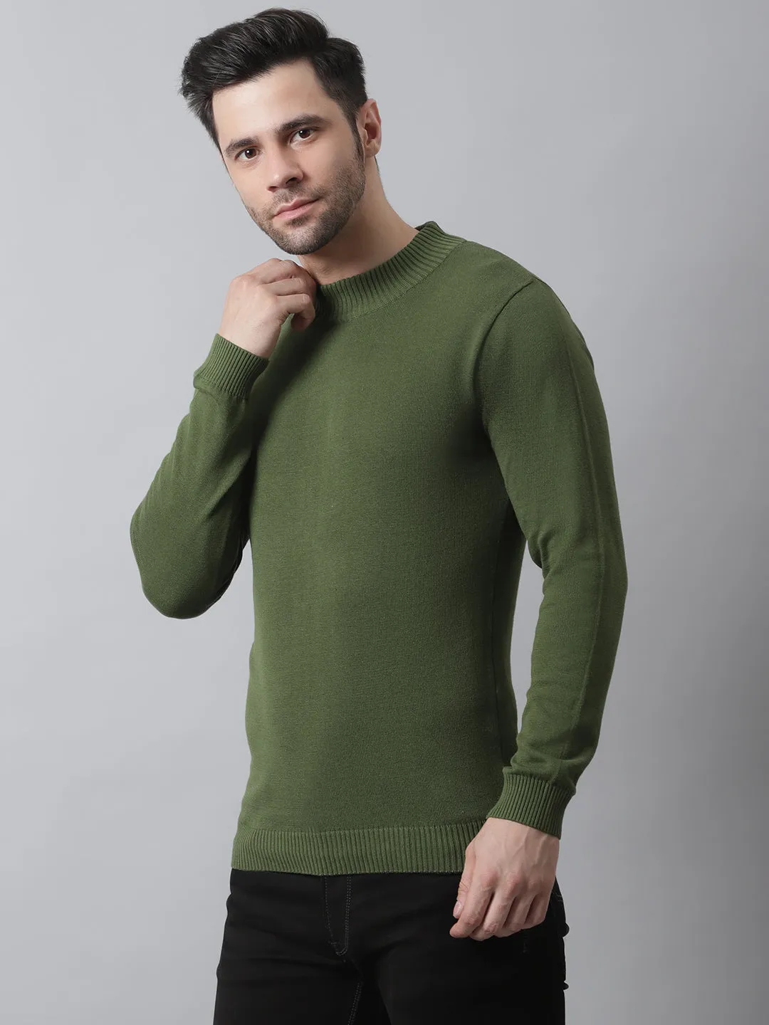 Style Quotient Men Olive Green Sweatshirt