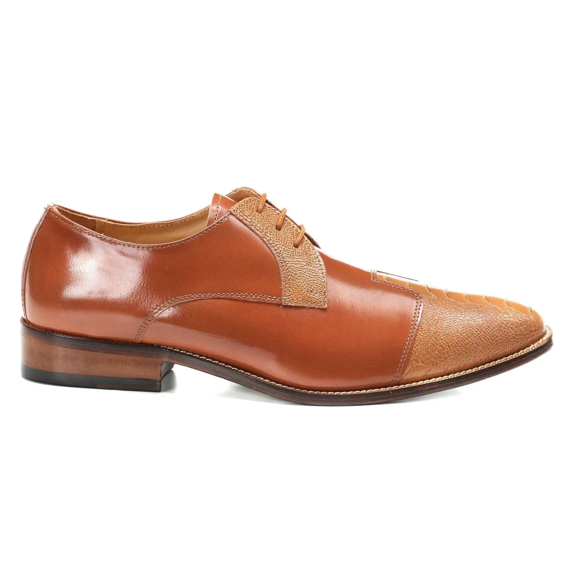 Tan and Black Leather Derby Men's Shoes