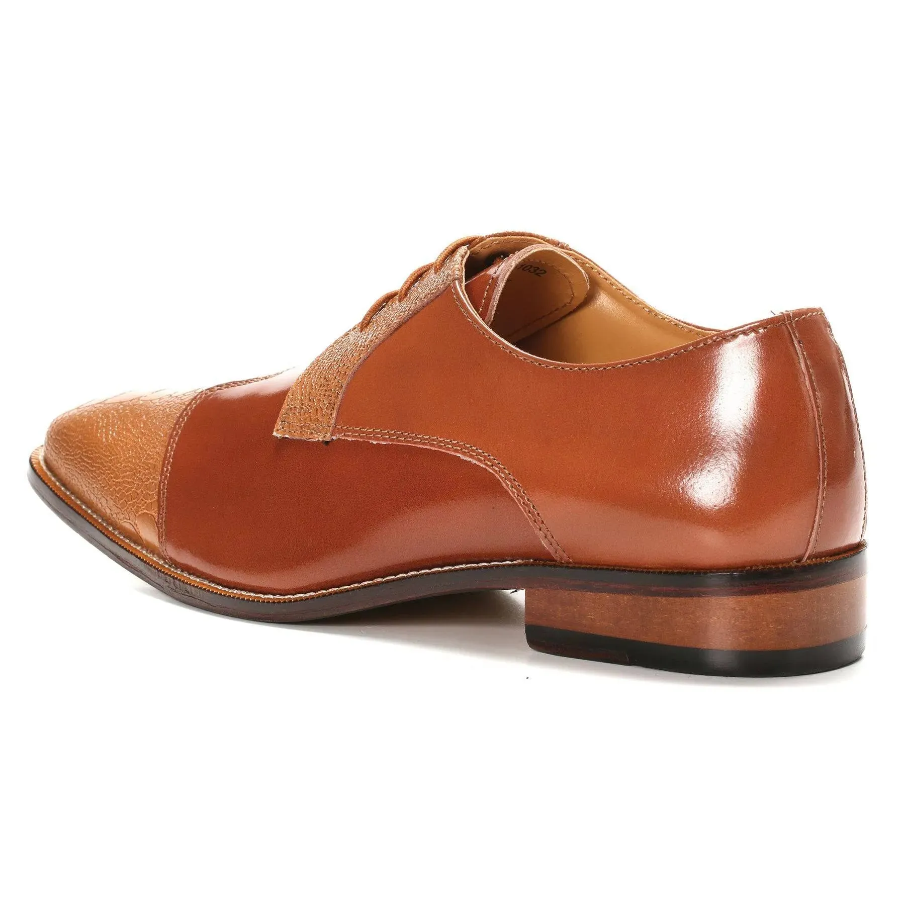 Tan and Black Leather Derby Men's Shoes