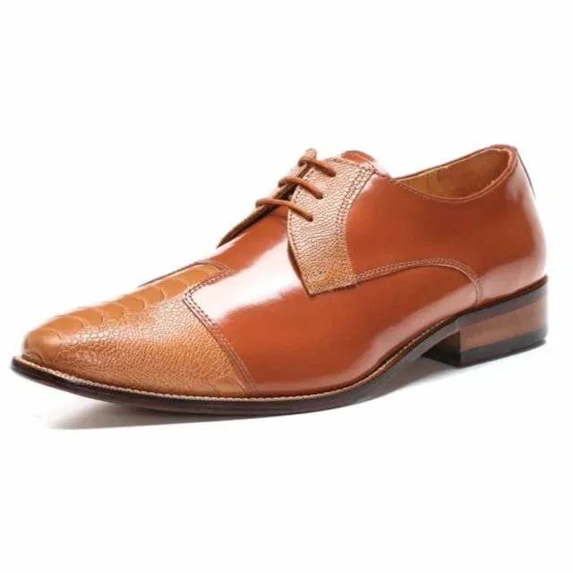 Tan and Black Leather Derby Men's Shoes