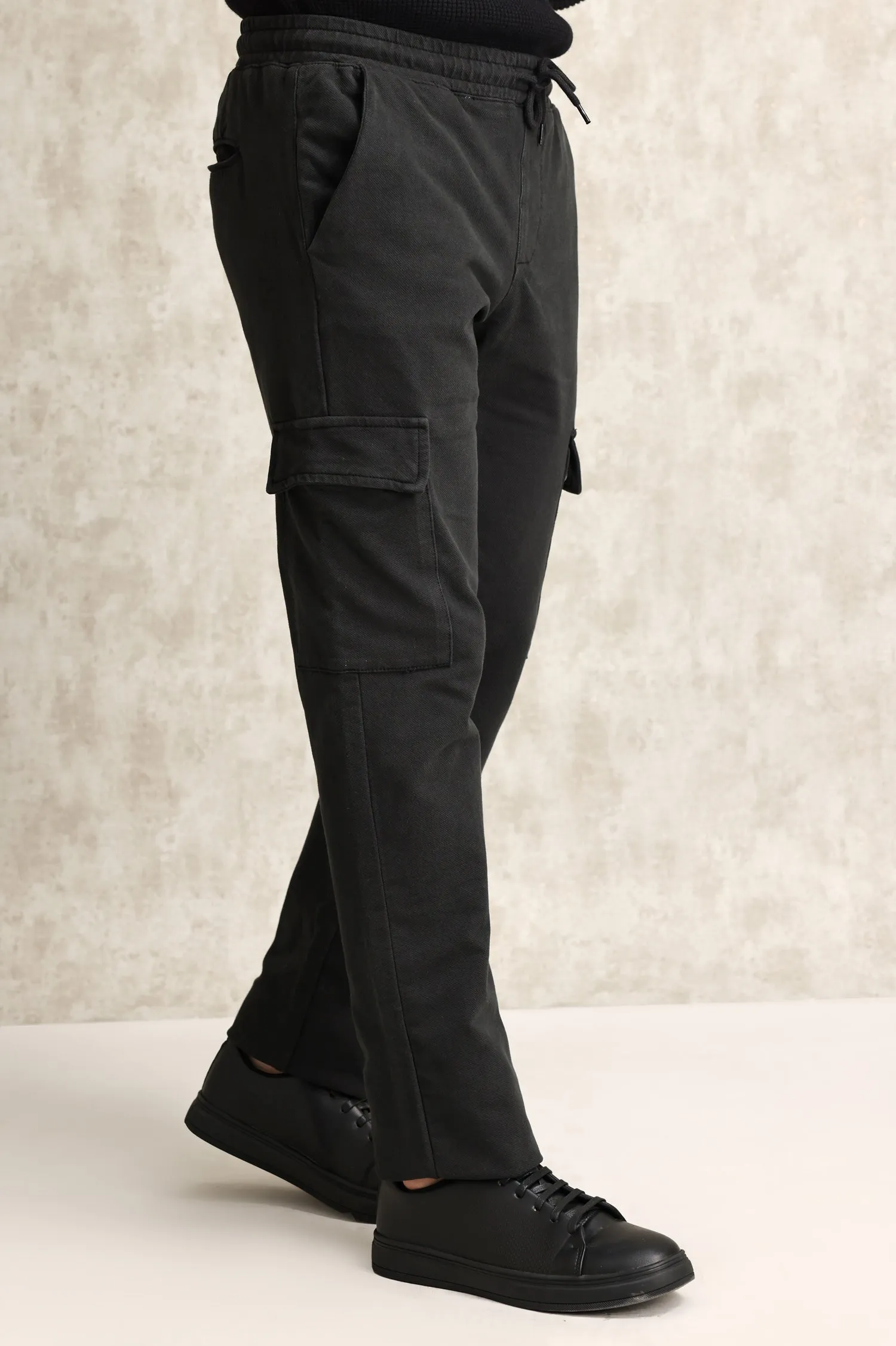 UTILITY-INSPIRED CARGO JOGGERS-BLACK