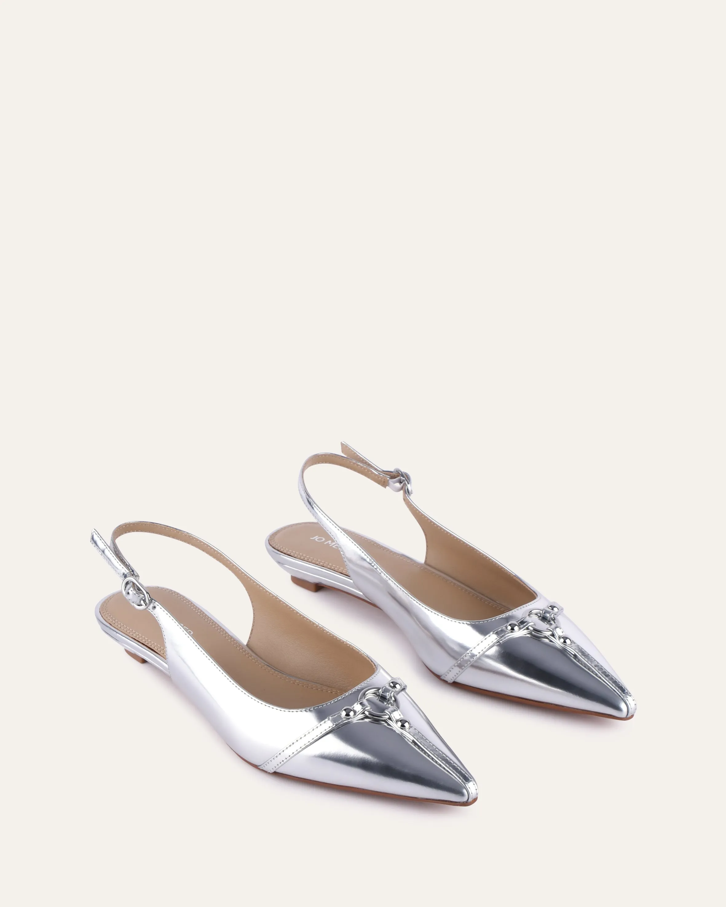 VICTORIA DRESS FLATS SILVER PATENT