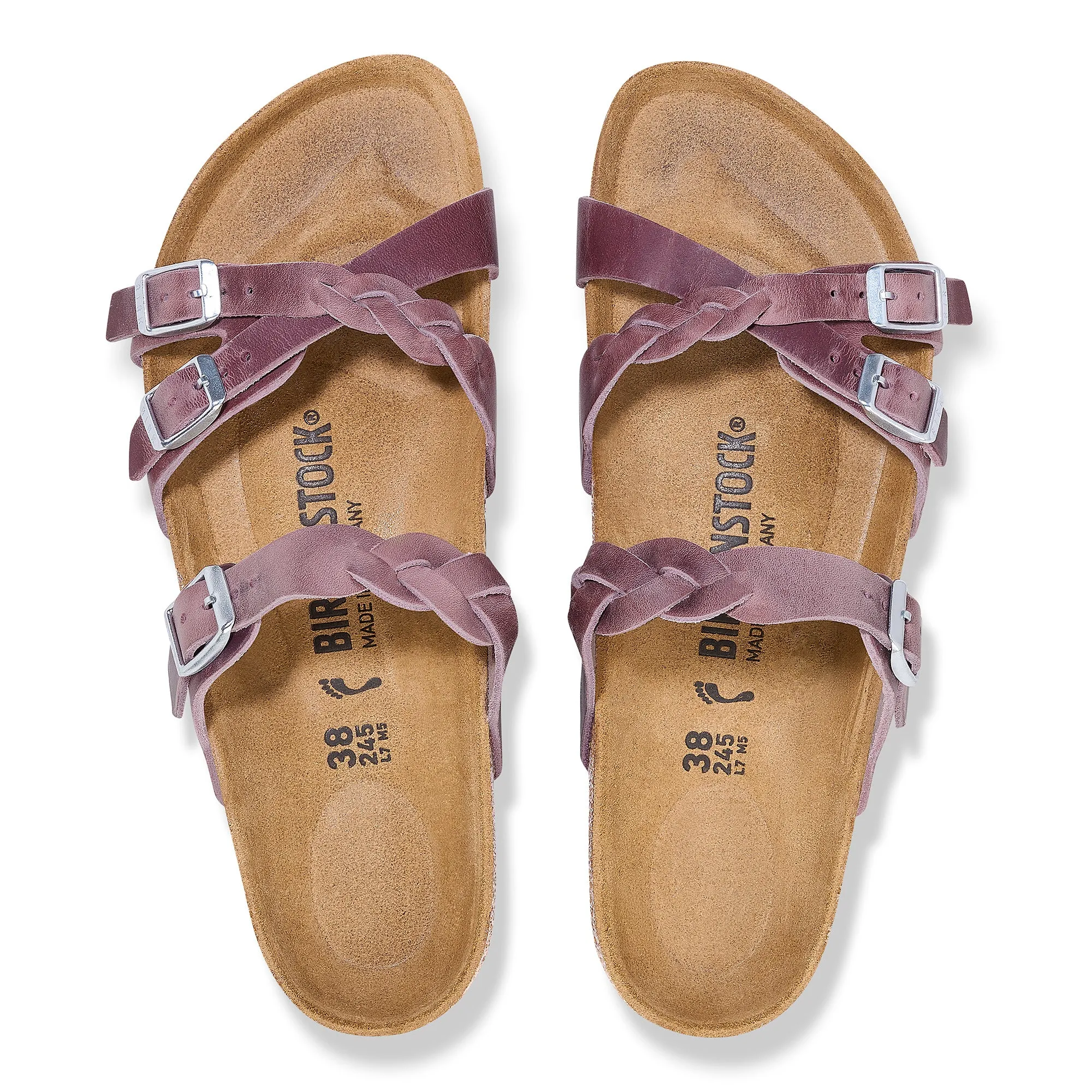 Women's Birkenstock Franca Braided Oiled Leather Color: Lavender