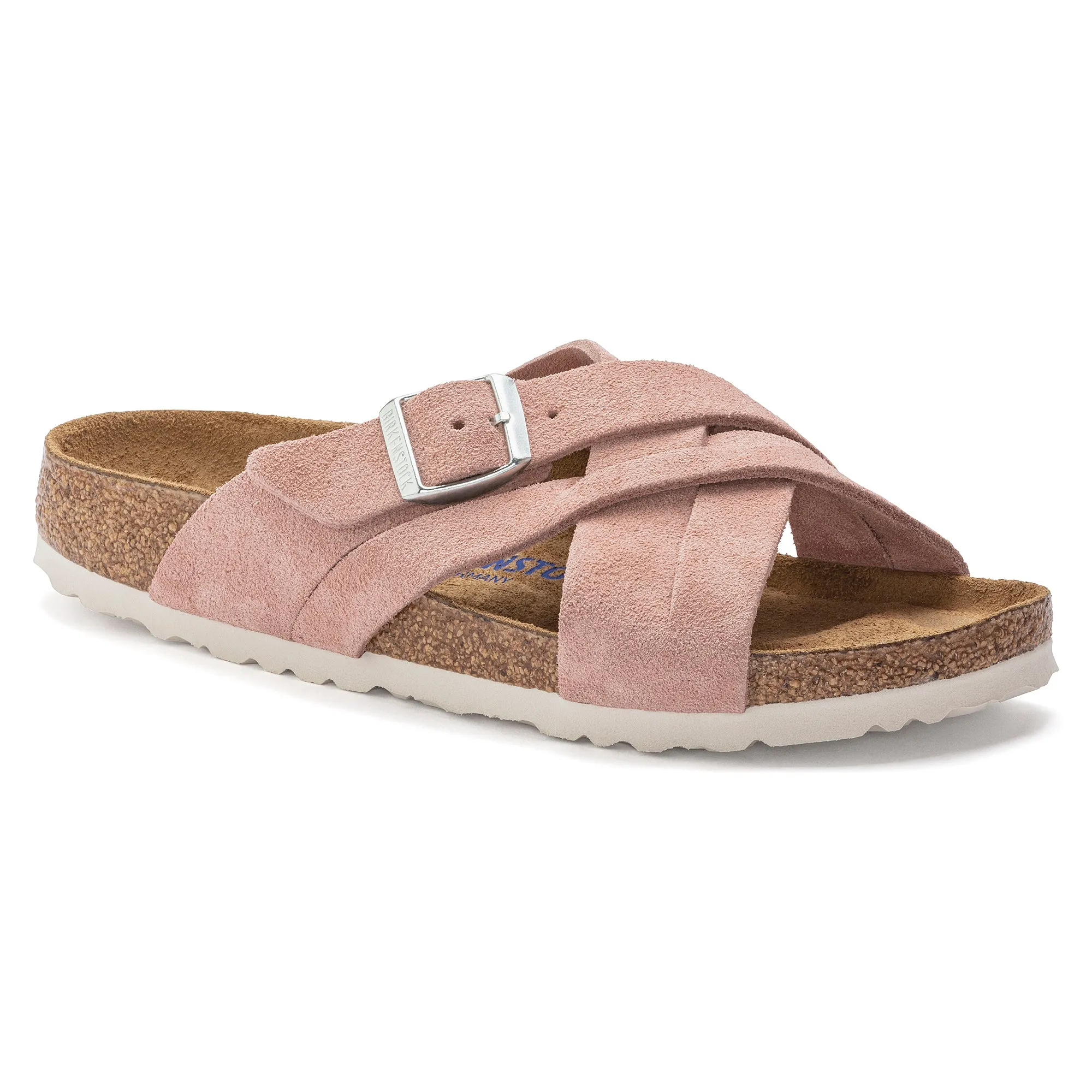 Women's Birkenstock Lugano Soft Footbed Suede Leather Color: Pink Clay (MEDIUM/NARROW WIDTH)