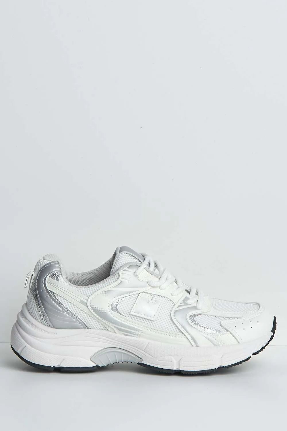 Zoona Mesh Detail Lace-Up Trainers in White